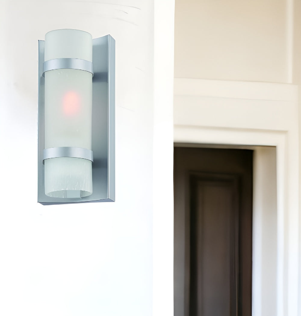 Homeroots Brushed Silver And White Glass Wall Sconce   398547