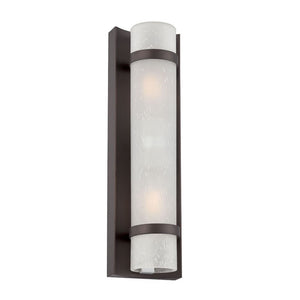 Homeroots Two Light Bronze And White Glass Wall Sconce   398548