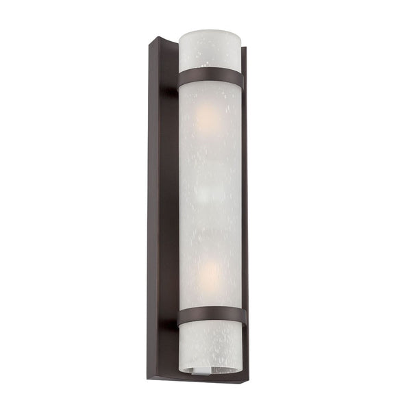 Homeroots Two Light Bronze And White Glass Wall Sconce   398548