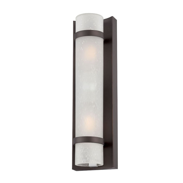 Homeroots Two Light Bronze And White Glass Wall Sconce   398548