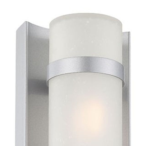 Homeroots Two Light Brushed Silver And White Glass Wall Sconce   398549