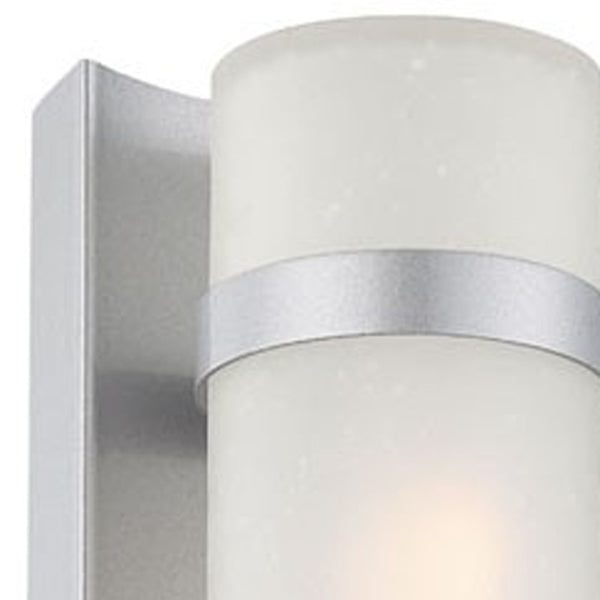 Homeroots Two Light Brushed Silver And White Glass Wall Sconce   398549