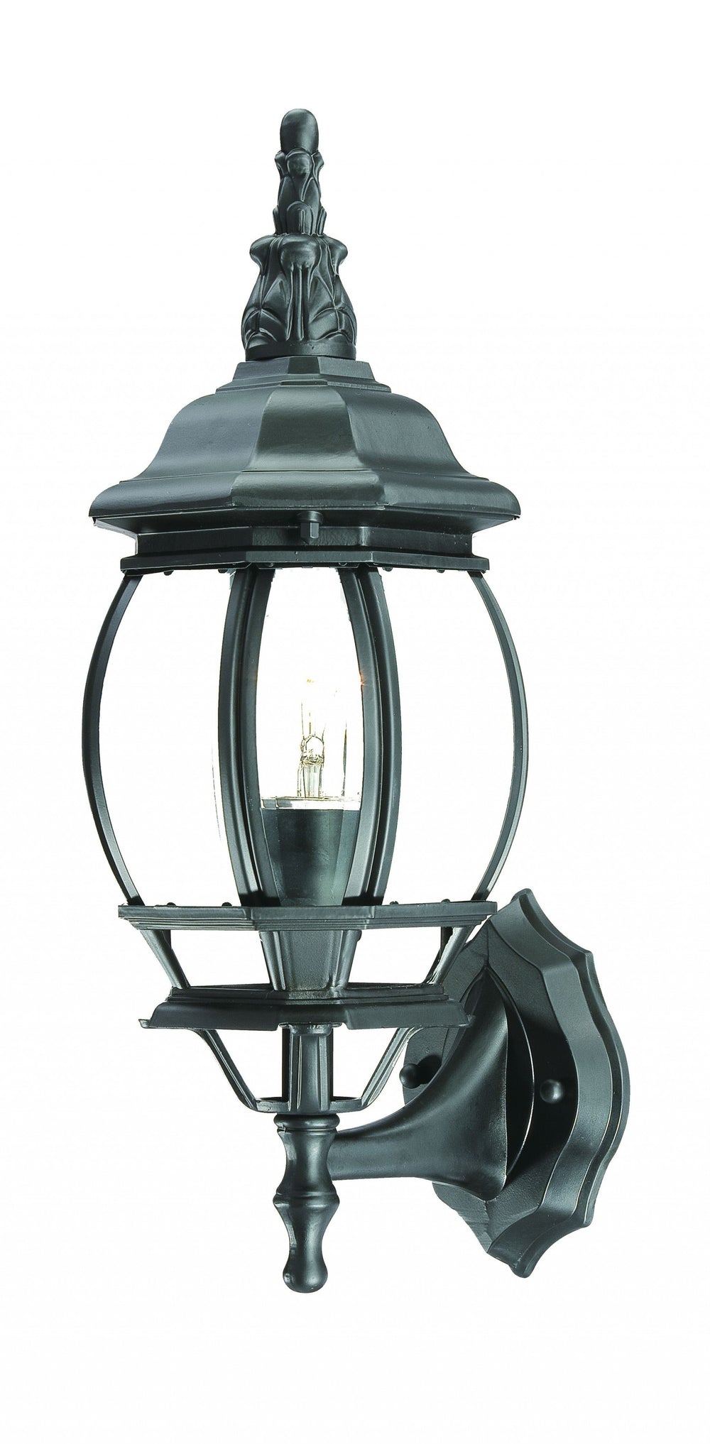 Homeroots Matte Black Ornamental Glass Globe Wall Light   398572