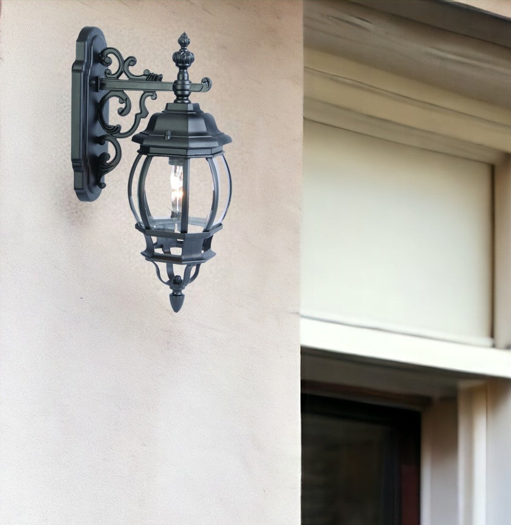 Homeroots Matte Black Hanging Glass Globe Wall Light   398580