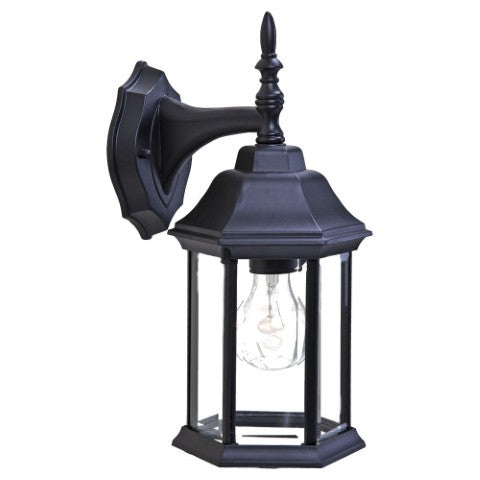 Homeroots White Matte Black Clear Glass Swing Arm Wall Light - Stylish Outdoor Décor For Modern Spaces   398583