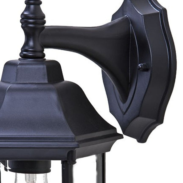 Homeroots White Matte Black Clear Glass Swing Arm Wall Light - Stylish Outdoor Décor For Modern Spaces   398583