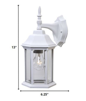 Homeroots White Matte Black Clear Glass Swing Arm Wall Light - Stylish Outdoor Décor For Modern Spaces   398584