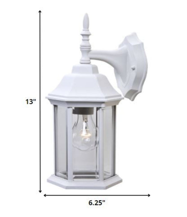 Homeroots White Matte Black Clear Glass Swing Arm Wall Light - Stylish Outdoor Décor For Modern Spaces   398584