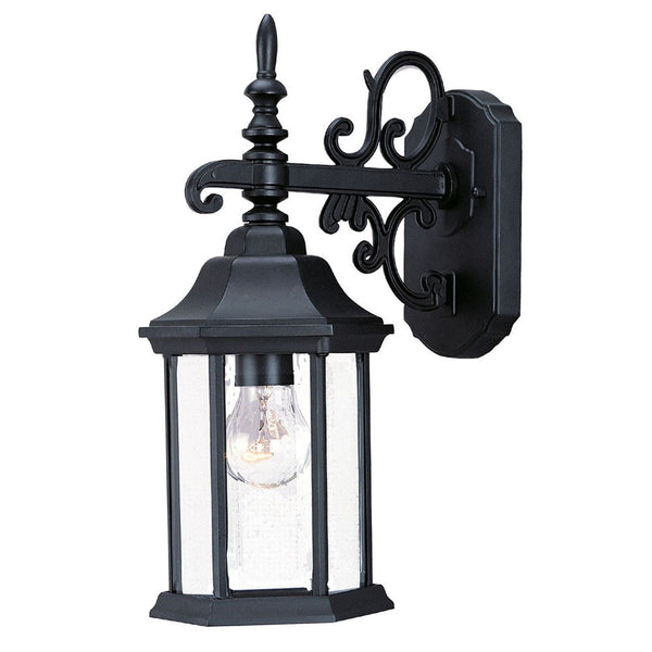 Homeroots Petite Matte Black Domed Hanging Glass Lantern Wall Light   398585