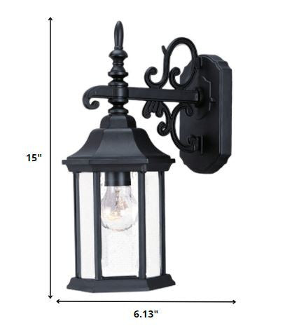 Homeroots Petite Matte Black Domed Hanging Glass Lantern Wall Light   398585