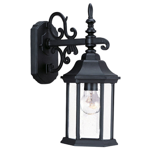 Homeroots Petite Matte Black Domed Hanging Glass Lantern Wall Light   398585