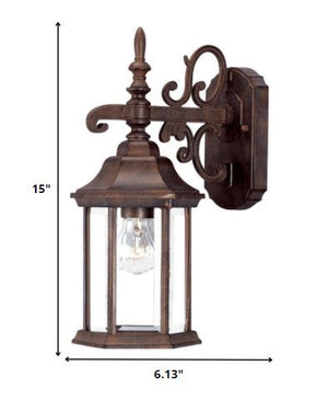 Homeroots Petite Brown Domed Hanging Glass Lantern Wall Light   398586