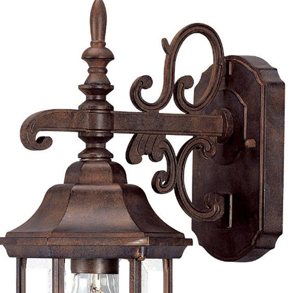 Homeroots Petite Brown Domed Hanging Glass Lantern Wall Light   398586