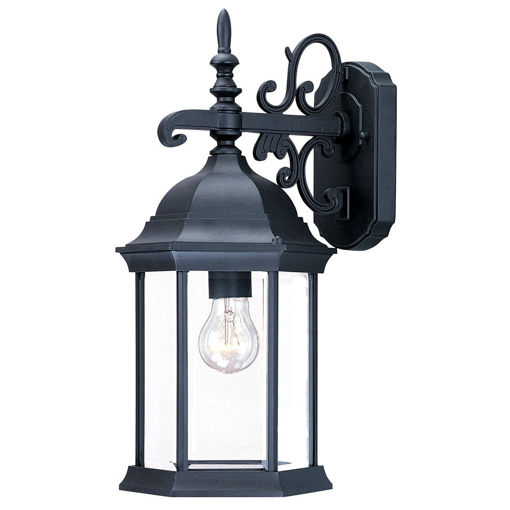 Homeroots Narrow Matte Black Domed Hanging Glass Lantern Wall Light   398587