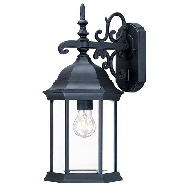 Homeroots Narrow Matte Black Domed Hanging Glass Lantern Wall Light   398587