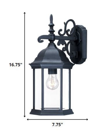 Homeroots Narrow Matte Black Domed Hanging Glass Lantern Wall Light   398587