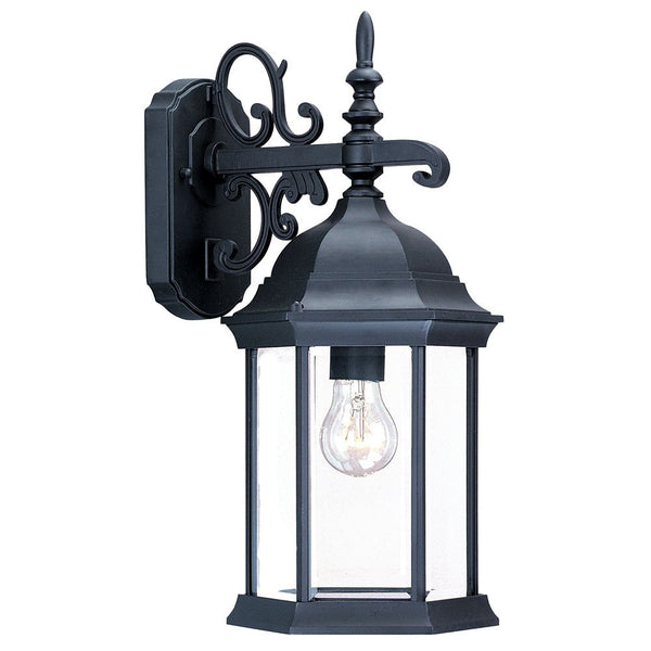 Homeroots Narrow Matte Black Domed Hanging Glass Lantern Wall Light   398587