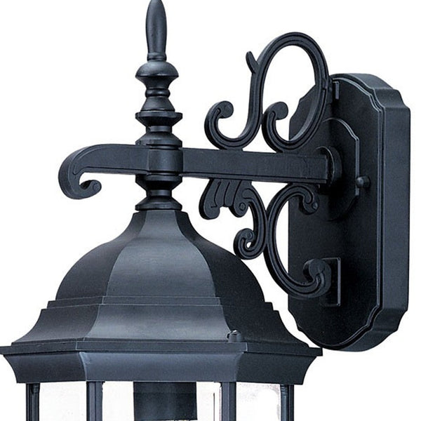 Homeroots Narrow Matte Black Domed Hanging Glass Lantern Wall Light   398587