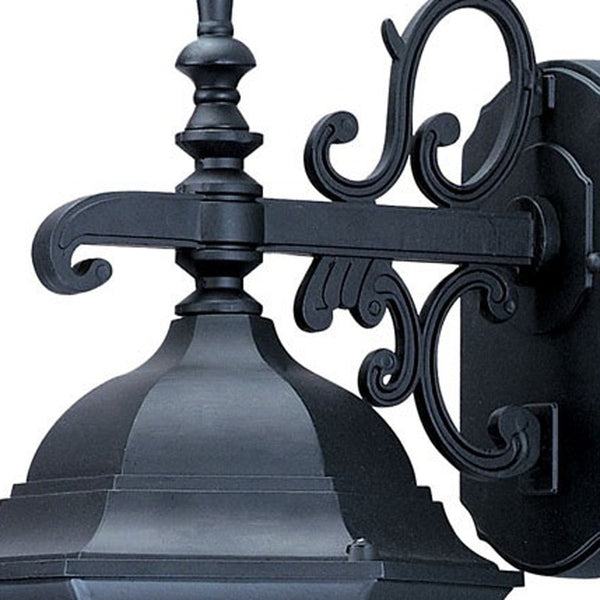 Homeroots Narrow Matte Black Domed Hanging Glass Lantern Wall Light   398587