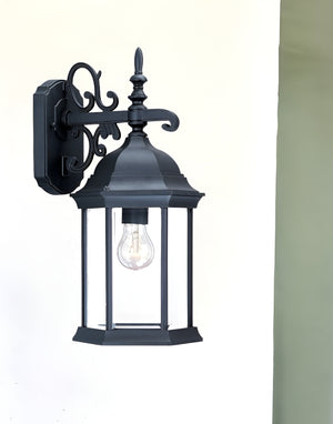 Homeroots Narrow Matte Black Domed Hanging Glass Lantern Wall Light   398587