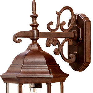 Homeroots Narrow Brown Domed Hanging Glass Lantern Wall Light   398588