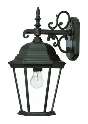 HomeRoots Matte Black Domed Glass Lantern Wall Light - Elegant Outdoor Fixture for Entryways & Patios 398589