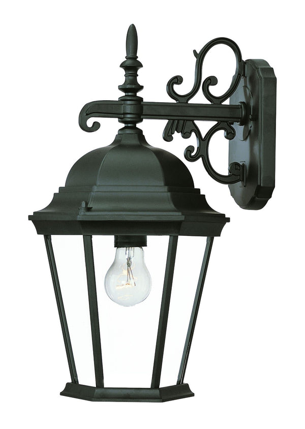 HomeRoots Matte Black Domed Glass Lantern Wall Light - Elegant Outdoor Fixture for Entryways & Patios 398589