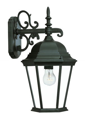 HomeRoots Matte Black Domed Glass Lantern Wall Light - Elegant Outdoor Fixture for Entryways & Patios 398589