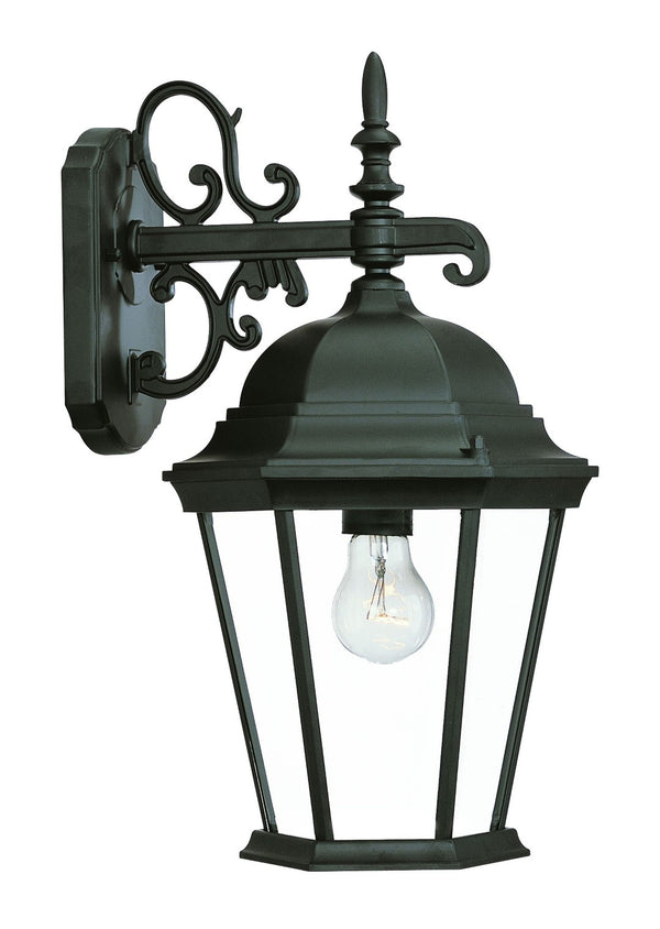 HomeRoots Matte Black Domed Glass Lantern Wall Light - Elegant Outdoor Fixture for Entryways & Patios 398589