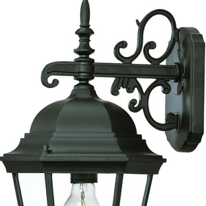 HomeRoots Matte Black Domed Glass Lantern Wall Light - Elegant Outdoor Fixture for Entryways & Patios 398589