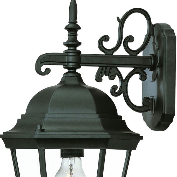 HomeRoots Matte Black Domed Glass Lantern Wall Light - Elegant Outdoor Fixture for Entryways & Patios 398589
