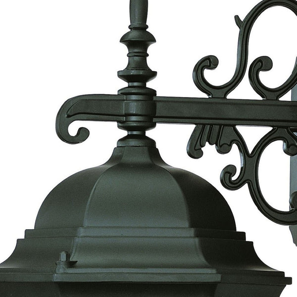 HomeRoots Matte Black Domed Glass Lantern Wall Light - Elegant Outdoor Fixture for Entryways & Patios 398589