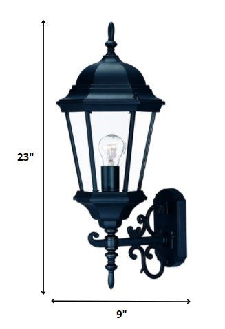 Homeroots Matte Black Domed Glass Lantern Wall Light   398591