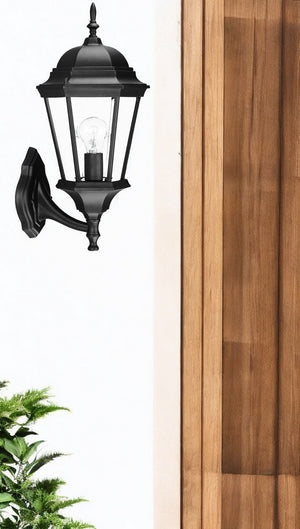 Homeroots Matte Black Swing Arm Lantern Wall Light   398592
