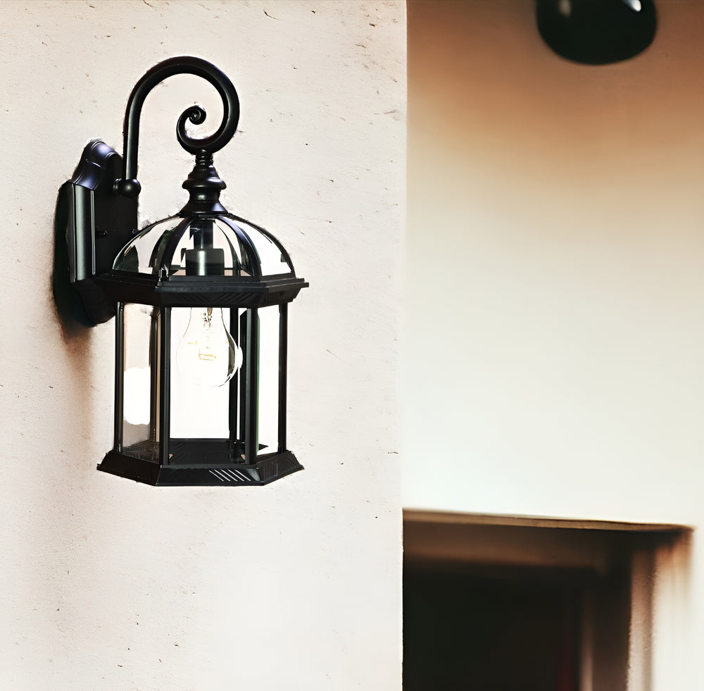 Homeroots Matte Black Eastern Lantern Wall Light   398594