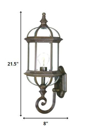 Homeroots Antique Brown Cylindrical Lantern Wall Light   398597
