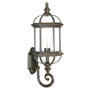 Homeroots Antique Brown Cylindrical Lantern Wall Light   398597