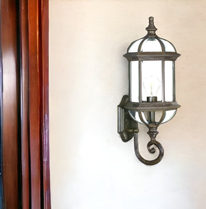 Homeroots Antique Brown Cylindrical Lantern Wall Light   398597
