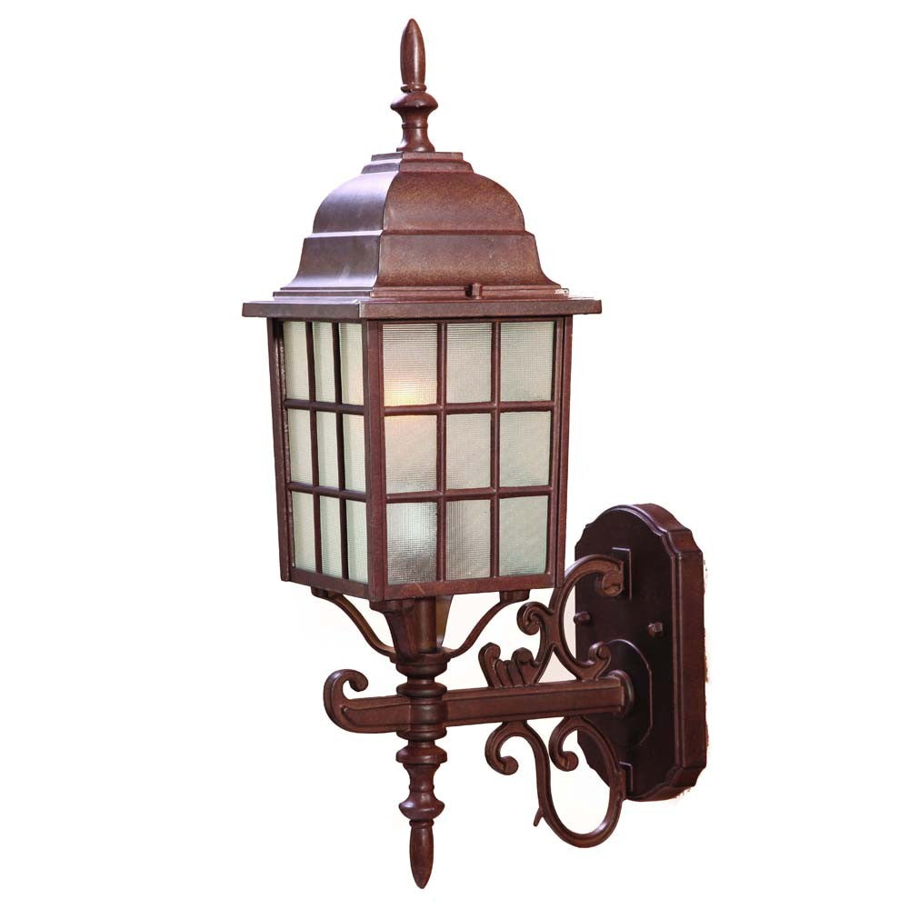 Homeroots Dark Brown Window Pane Lantern Wall Sconce   398599