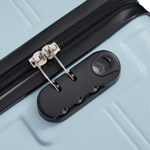 English Elm 6 Piece Hardshell Abs Travel Set with Spinner Wheels Combination Lock and Toiletry Bag Light Blue N732P391465N