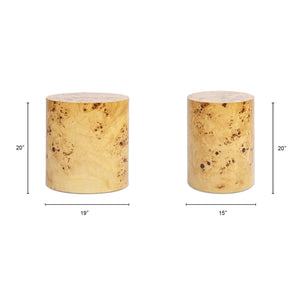 English Elm Jennifer Taylor Home - Nebula 20" Accent Oval Pillar Side Table - Modern Warm Brown Burl Wood With Stylish Open Frame Design B2719P238138