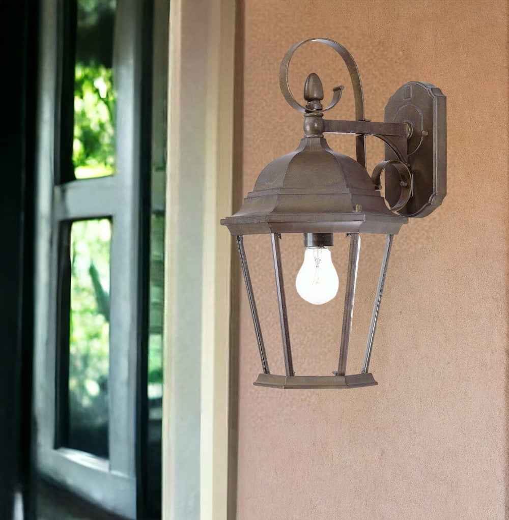 Homeroots Xl Dark Brown Swing Arm Hanging Lantern Wall Light   398604