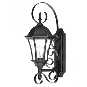 HomeRoots Matte Black Swing Arm Lantern Wall Light - Vintage French Quarter Design for Elegant Outdoor Spaces 398605