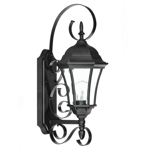 HomeRoots Matte Black Swing Arm Lantern Wall Light - Vintage French Quarter Design for Elegant Outdoor Spaces 398605