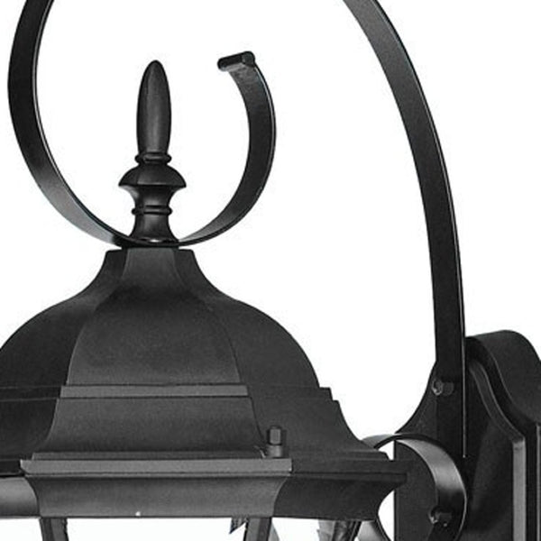 HomeRoots Matte Black Swing Arm Lantern Wall Light - Vintage French Quarter Design for Elegant Outdoor Spaces 398605