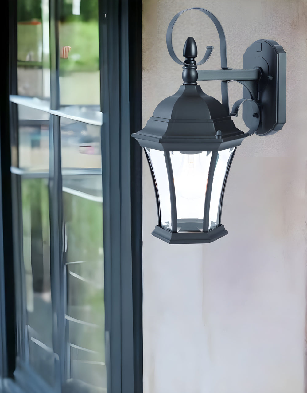 Homeroots Matte Black Swing Arm Hanging Lantern Wall Light   398606