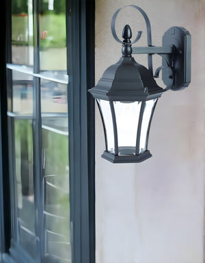 HomeRoots Matte Black Swing Arm Hanging Lantern Wall Light – Elegant French Quarter Style for Outdoor Spaces 398606