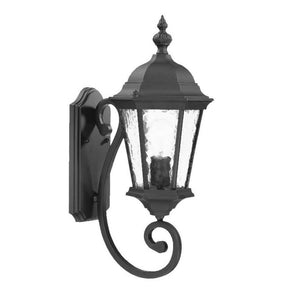 HomeRoots One Light Matte Black Carousel Lantern Wall Light - Timeless Outdoor Fixture with Hammered Glass Charm 398609