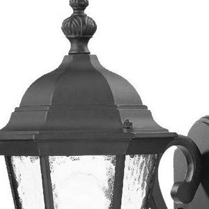 HomeRoots One Light Matte Black Carousel Lantern Wall Light - Timeless Outdoor Fixture with Hammered Glass Charm 398609