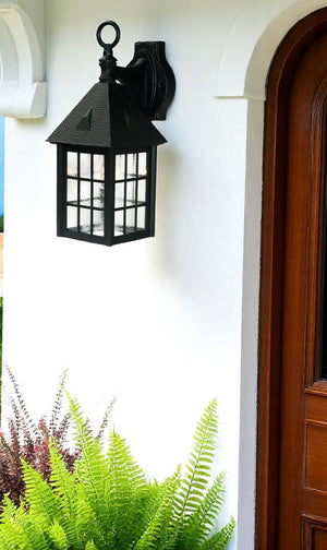HomeRoots Matte Black House-Shaped Wall Light – Elegant Outdoor Lantern for Entryways, Patios, and Gardens 398621